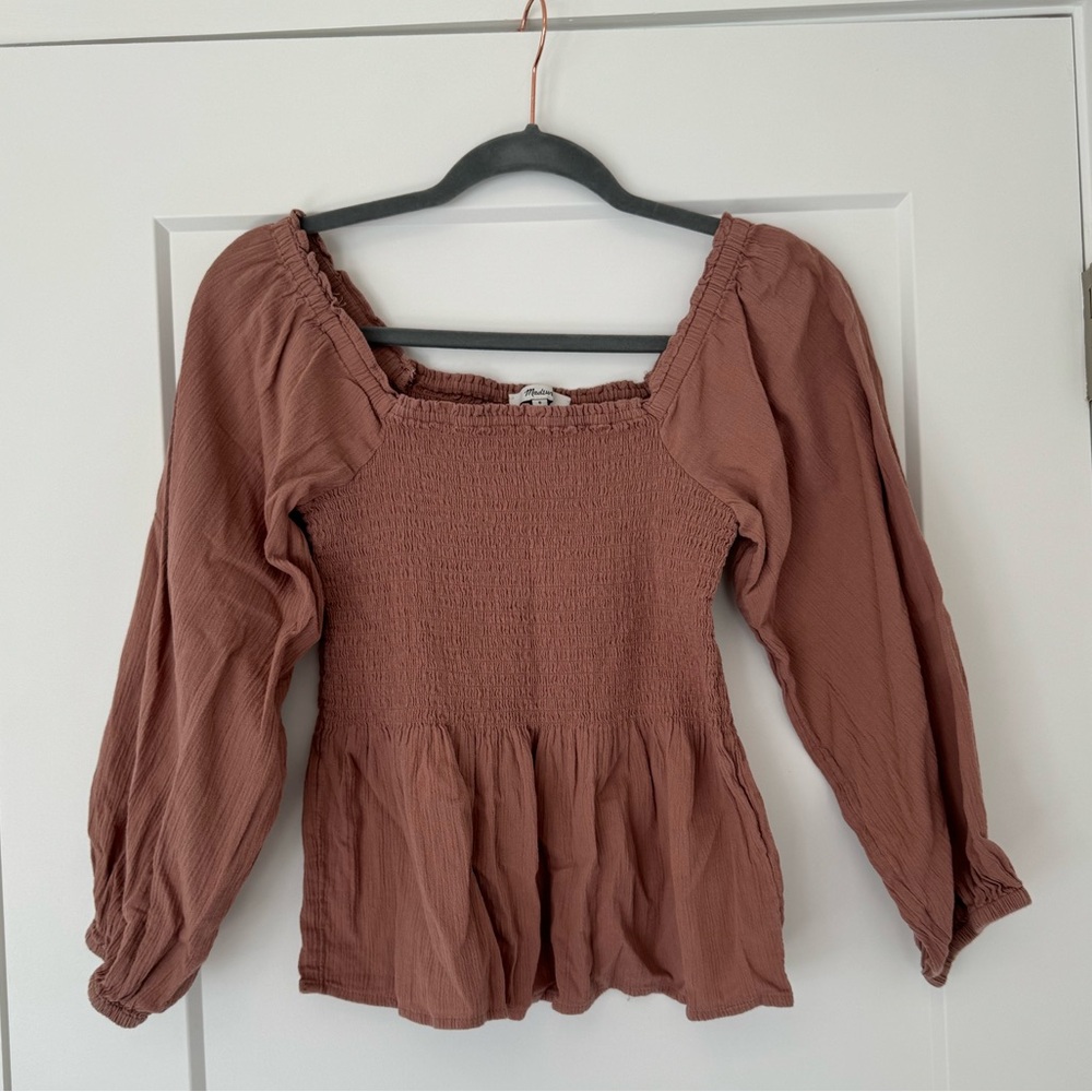 Madewell ruched midi sleeve top